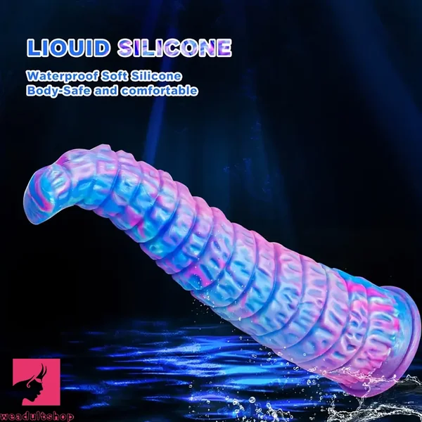 12.59in Monster Silicone Thick Tapered Head Raised Ridge Big Clit Dildo