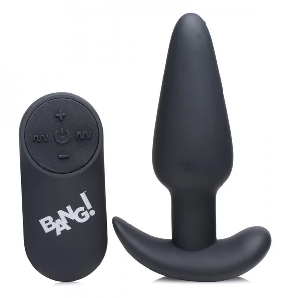 21x Silicone Butt Plug With Remote - Black