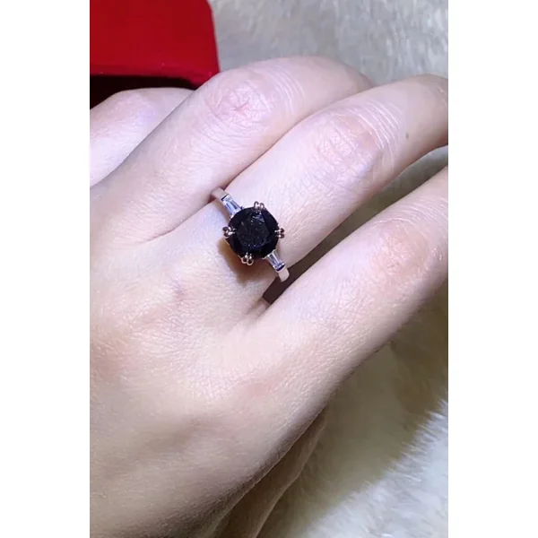 2 Carat Black Moissanite Platinum-Plated Ring