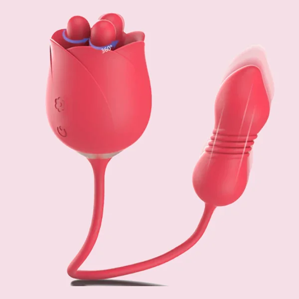 2 IN 1 Rotating & Thrusting Rose Vibrator