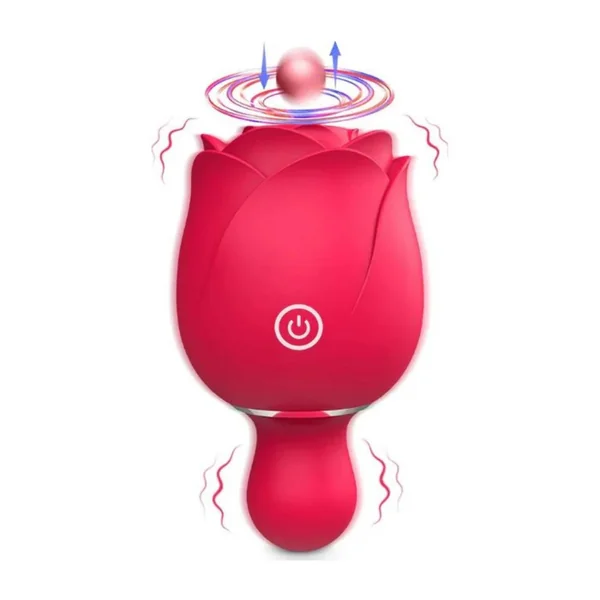 2in1 Rose Sex Toy Vibrator For Women With 9 Flapping Thrusting Modes