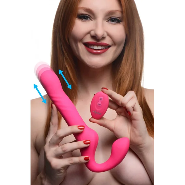 30X Thrusting and Vibrating Strapless Strap-On With Remote Control