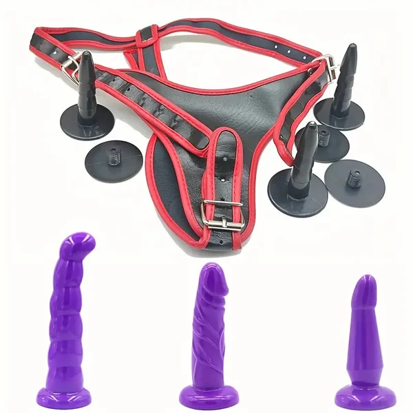3 Removable Dildos Harness Belt Strap-on Dildos For G-spot Butt Plug