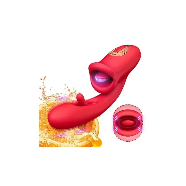 3-in-1 Pleasure Vibrator with Tongue Licking & Clitoral Stimulation Waterproof Adult Toy