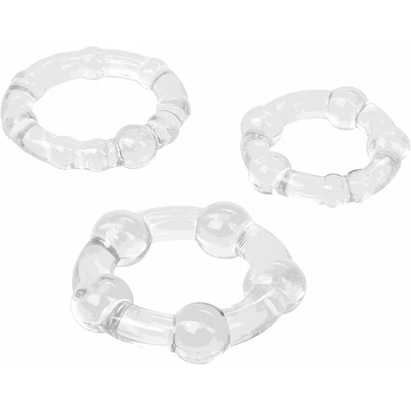 3pz Silicone Cock Ring set - Transparent