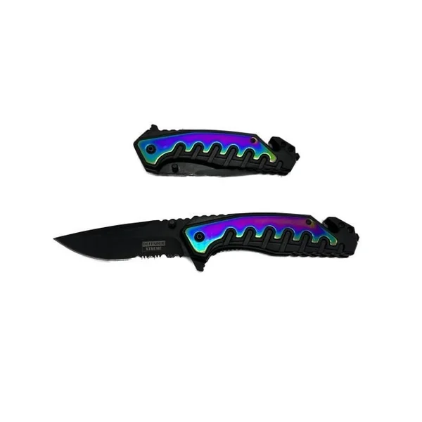 4.5″ Closed S/A Knife W/ Black & Rainbow Titanium Handle Knife