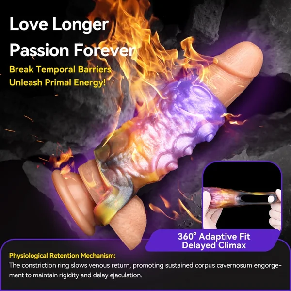 4.5‑Inch Insectoid Fantasy Penis Sleeve – Spiral Silicone Extender in Purple‑Orange Gradient