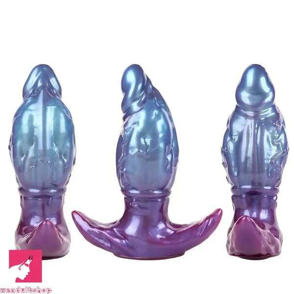 5.74in 6.92in 8.14in Soft Silicone Anal Plug Iridescent Blue Simulated Dildo