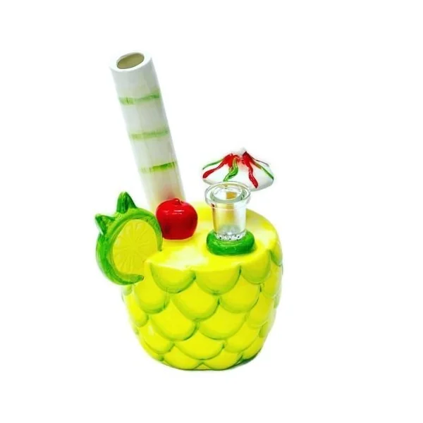 6.5in Pineapple Glass Waterpipe W/ Straw