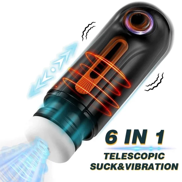 6 IN 1 Automatic Telescopic Sucking Male Masturbator Blowjob Masturbation Cup Real Pussy Vagina Sex Toys for Men