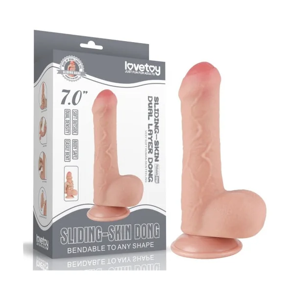 7" Dual Density Realistic Dual-Layer Sliding Skin Dildo