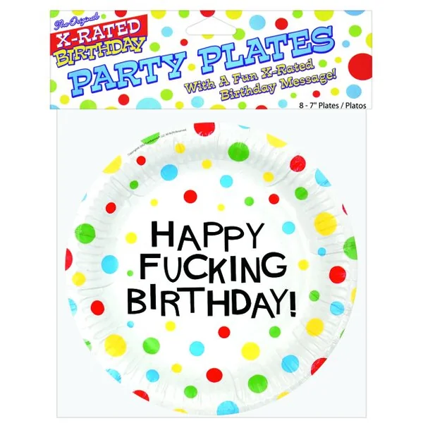 7" Happy Fucking Birthday Plates - Bag Of 8