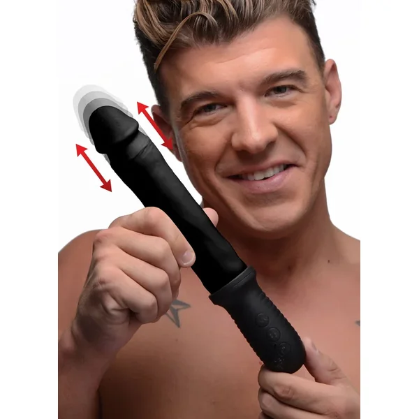 8x Auto Pounder Vibrating And Thrusting Dildo With Handle – Black