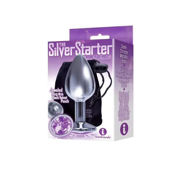 9’S SILVER STARTER BEJEWELED STEEL PLUG VIOLET