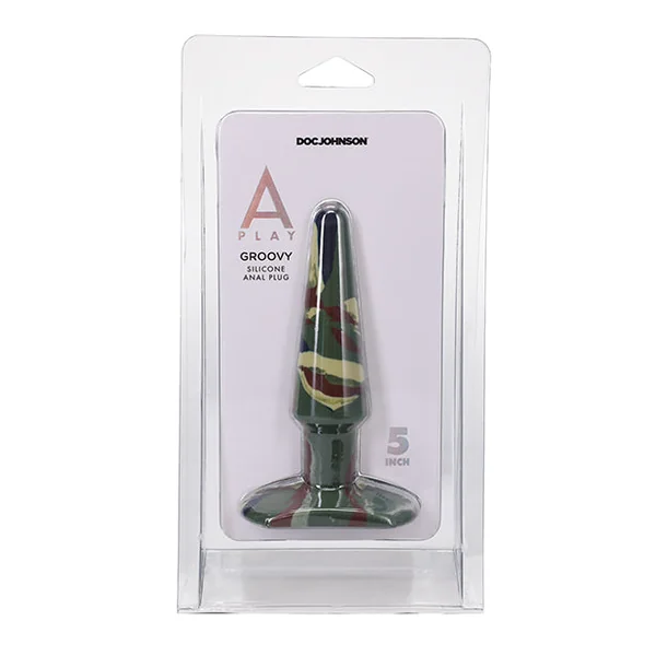A Play 5" Groovy Silicone Anal Plug - Camouflage
