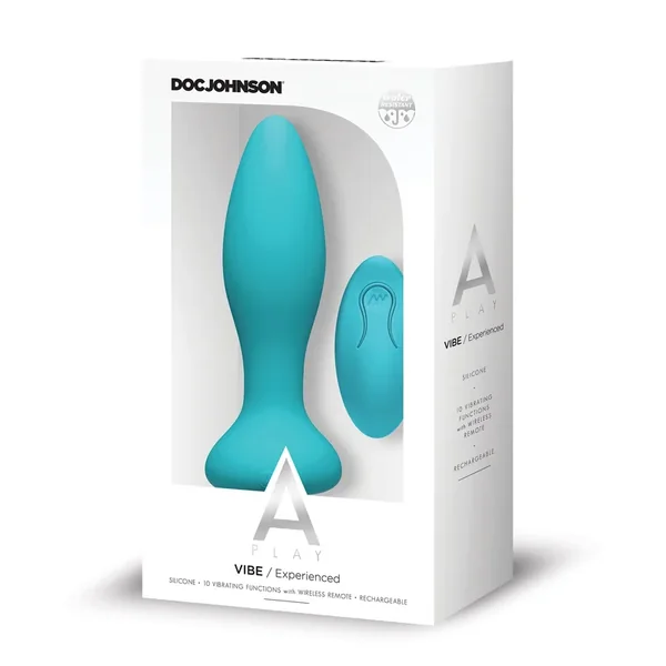 A Play Rechargeable Silicone Experienced Anal Plug w/Remote – Teal