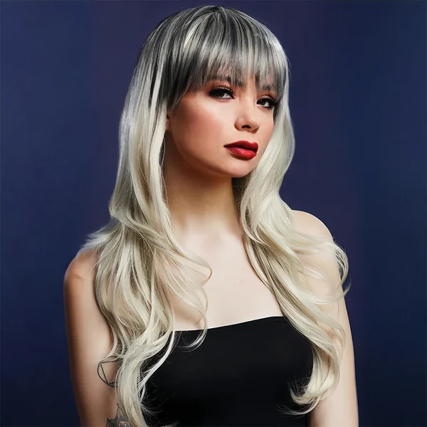 Abell'a Daring Diva 55cm Wavy Synthetic Wig With Two-Tone Bangs