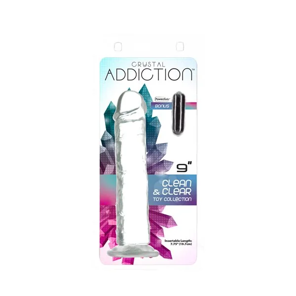 ADDICTION CRYSTAL 9 VERTICAL DONG CLEAR TPE W/ BULLET “
