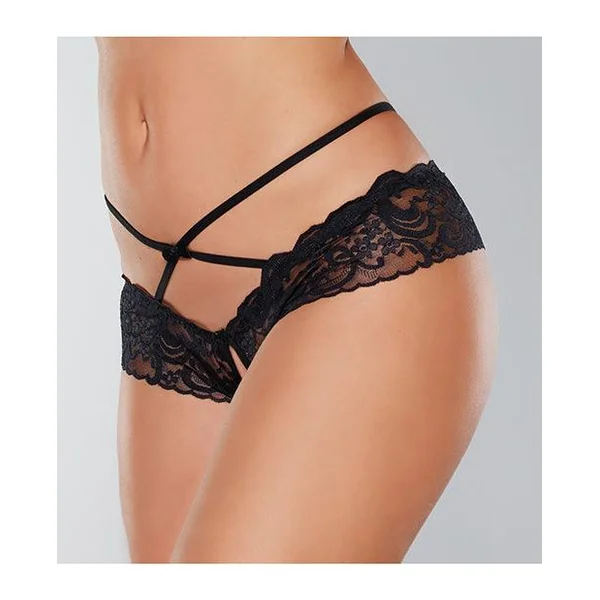 Adore Dare Me Cross Waist Open Lace Panty Black (One-Size)