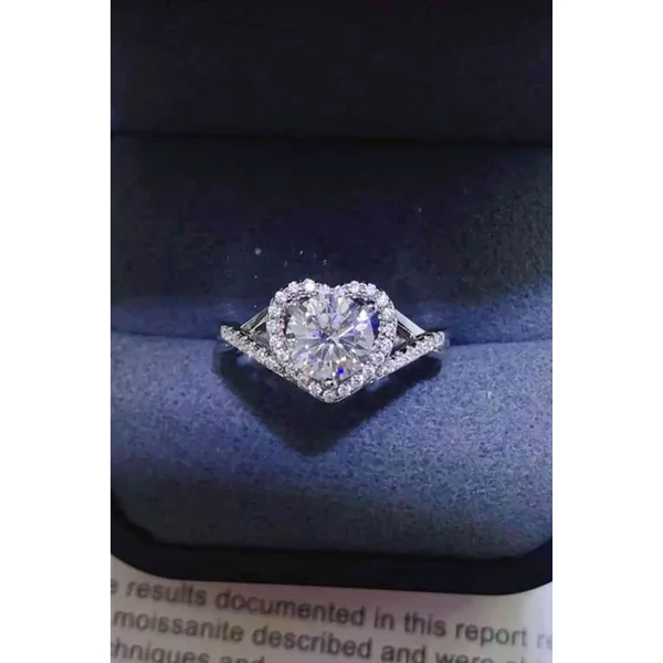 Adored 1 Carat Moissanite 925 Sterling Silver Heart Ring