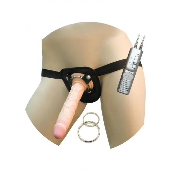 ALL AMERICAN VIB 7IN DONG W/UNIVERSAL HARNESS FLESH