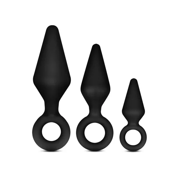 Anal Adventures Platinum Silicone Loop Plug Kit (Set of 3) – Black