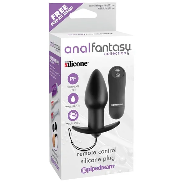 Anal Fantasy Collection Remote Control Silicone Plug – Black