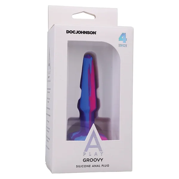 A-Play Groovy Silicone Anal Plug-Berry 4″