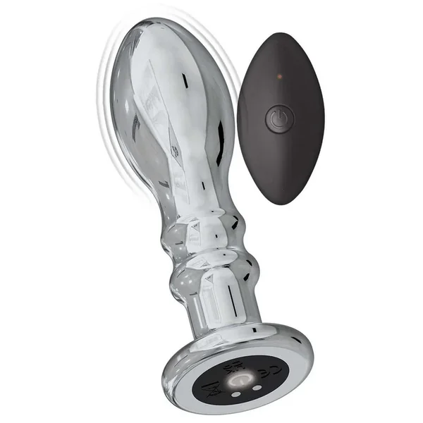 Ass-Sation Rechargeable Vibrating Metal Anal Pleaser with Remote Control – Silver