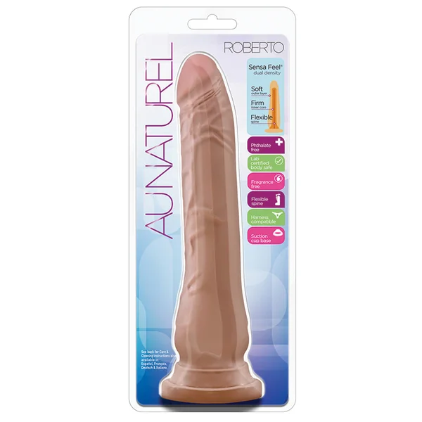 Au Naturel Roberto Realistic Latin 9.25-Inch Long Dildo With Suction Cup Base