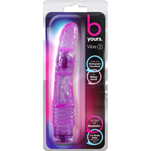 B Yours Vibe #2 Realistic Purple 9-Inch Long Vibrating Dildo