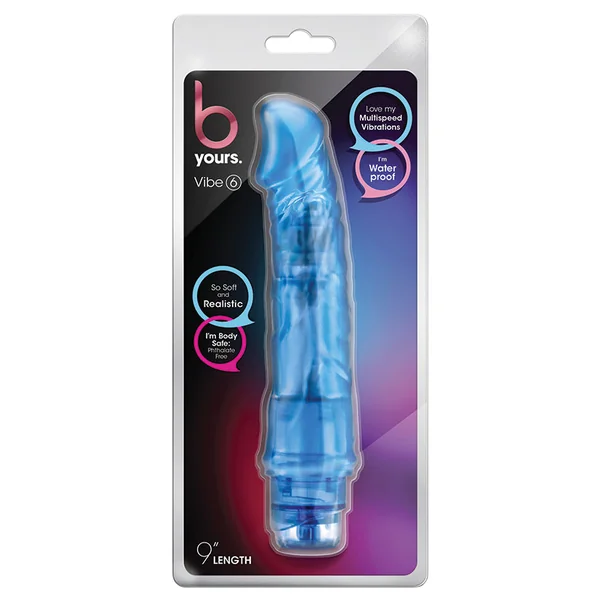 B Yours Vibe 6 Realistic Blue 8.5-Inch Long Vibrating Dildo