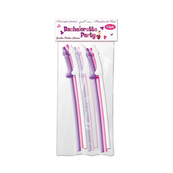 Bachelorette Party Jumbo Flexy Pecker Straws 10 Pack
