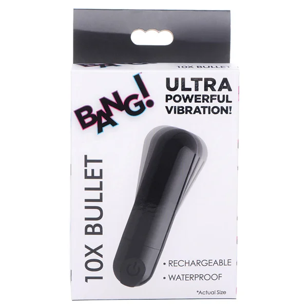 Bang! 10X Rechargeable Vibrating Metallic Bullet - Black