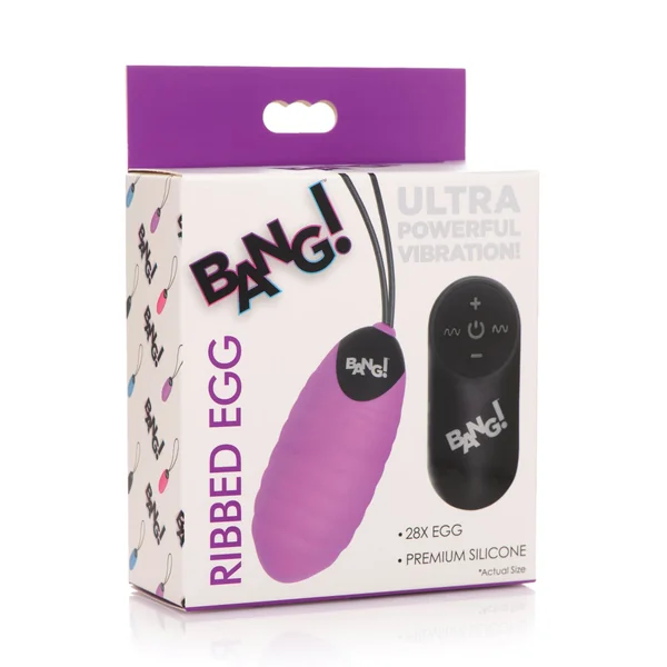 Bang! 28X Ribbed Silicone Egg w/Remote Control - Purple