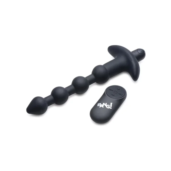 Bang! 28X Vibrating Silicone Anal Beads w/Remote Control - Black
