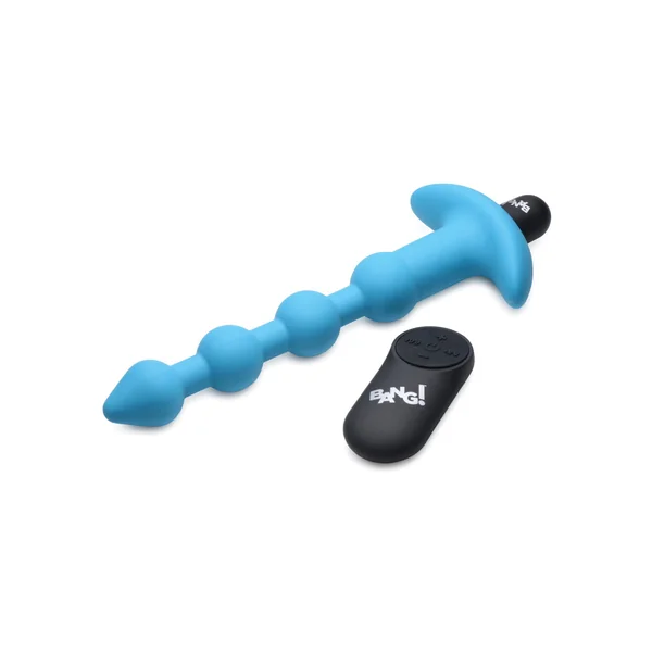Bang! 28X Vibrating Silicone Anal Beads w/Remote Control - Blue