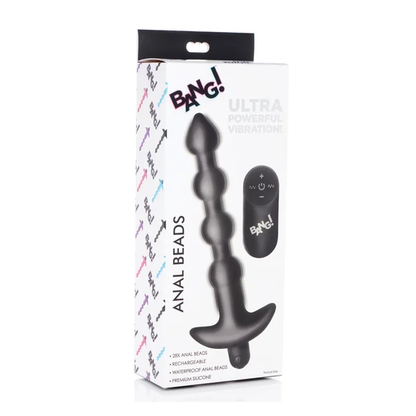 Bang! 28X Vibrating Silicone Anal Beads w/Remote Control