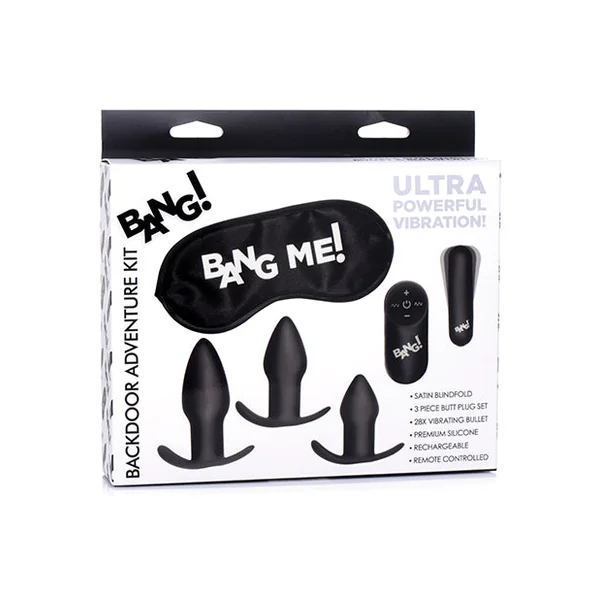 Bang! Backdoor Adventure Remote Control 3 Piece Butt Plug Vibe Kit - Black