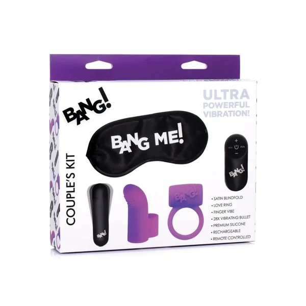 Bang! Couple’s Kit with RC Bullet, Blindfold, Cock Ring & Finger Vibe