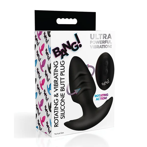 Bang! Rotating & Vibrating Tapered Butt Plug w/Remote - Black