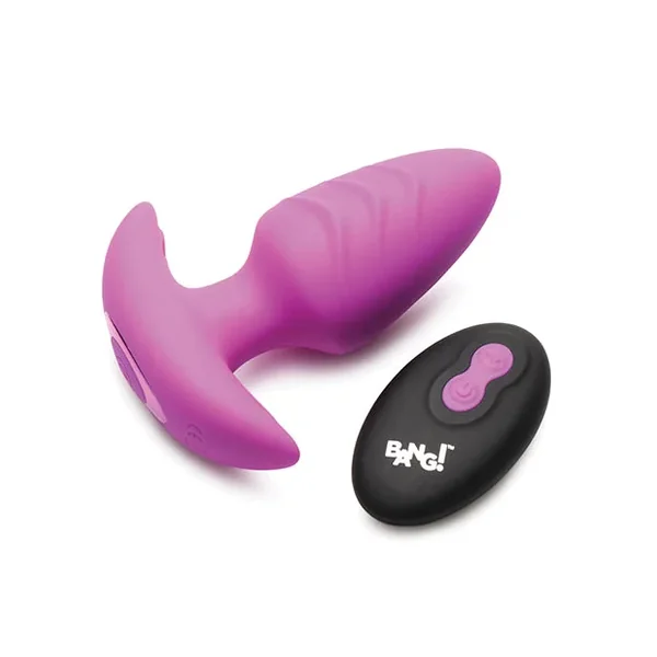 Bang! Rotating & Vibrating Tapered Butt Plug w/Remote – Purple