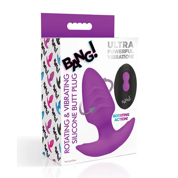 Bang! Rotating & Vibrating Tapered Butt Plug w/Remote - Purple
