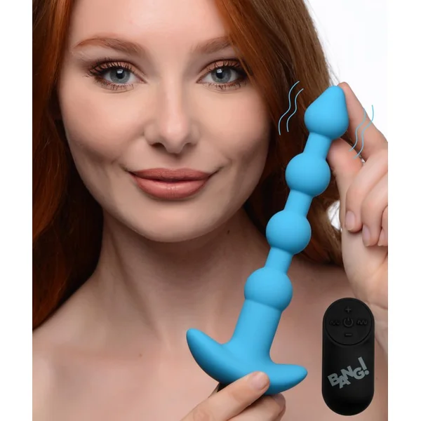 BANG! VIBRATING SILICONE ANAL BEADS & REMOTE BLUE