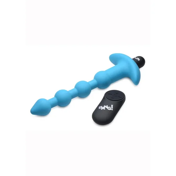 Bang! Vibrating Silicone Rechargeable Anal Beads with Remote Control – Blue
