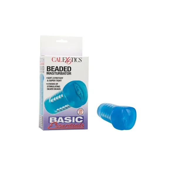 Basic Essentials Beaded Masturbator – Blue