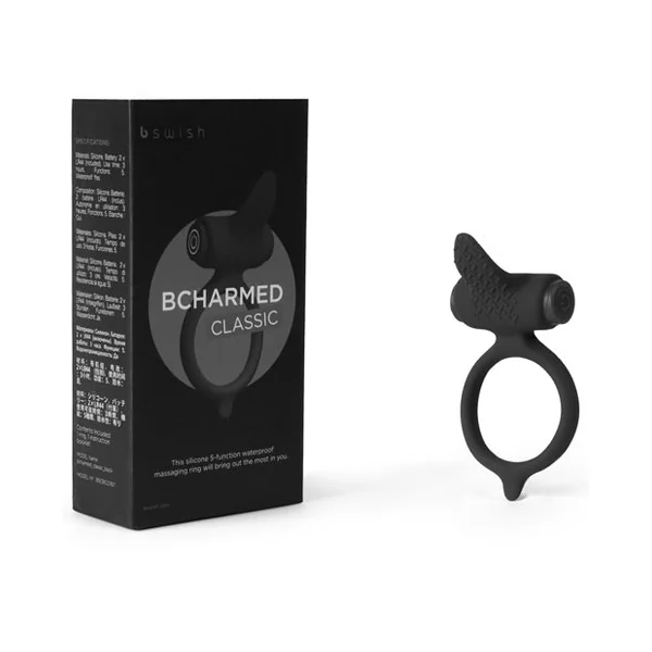 Bcharmed Classic Vibrating Cock Ring - Black