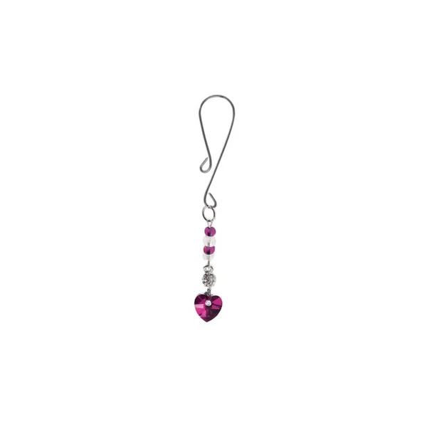 BIJOUX DE CLI LOOP W/ HEART CHARM & FUSCHIA BEADS