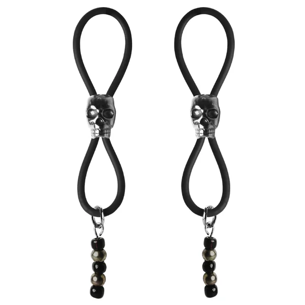 Bijoux De Nip Nipple Halos Black Skull Slider - Black-silver
