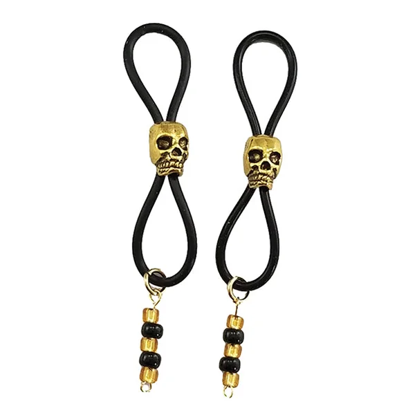 Bijoux De Nip Nipple Halos W-gold Skulls - Black